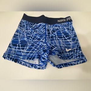 Nike Pro blue and white shorts